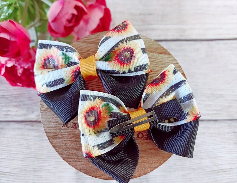 Sunflower Hair Bow Sunflower Hair Accessories Yellow Etsy