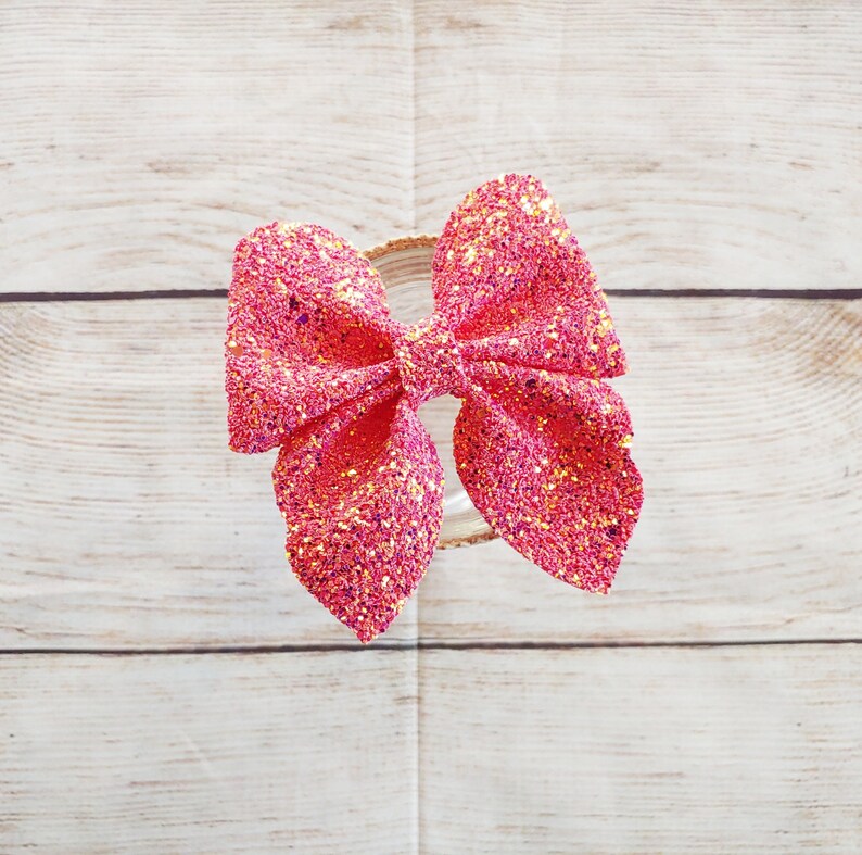 sailor hair bow girls hair accessories glitter hair bow Pink Glitter hair bow toddler hair bows bows for babies gifts for girls