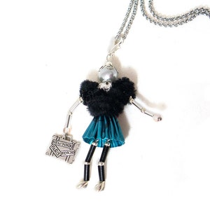 Kettinghangerpop in upcycling-look als halsketting benzine met koffertashanger of sleutelhanger