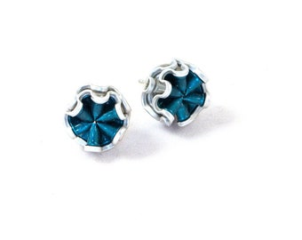 Stud earrings in an upcycled look made from coffee capsules in turquoise Indonesia variety with stainless steel or silver frame