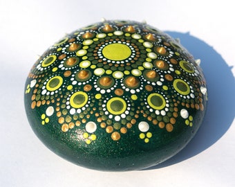 Mandala Stone Dot Painting green