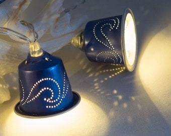 Fairy lights made of coffee capsules in a wave motif with a battery or power plug, various lengths also possible outdoors