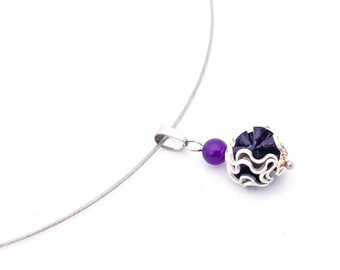 Necklace or necklace in an upcycling look made from coffee capsules in purple Arpeggio variety