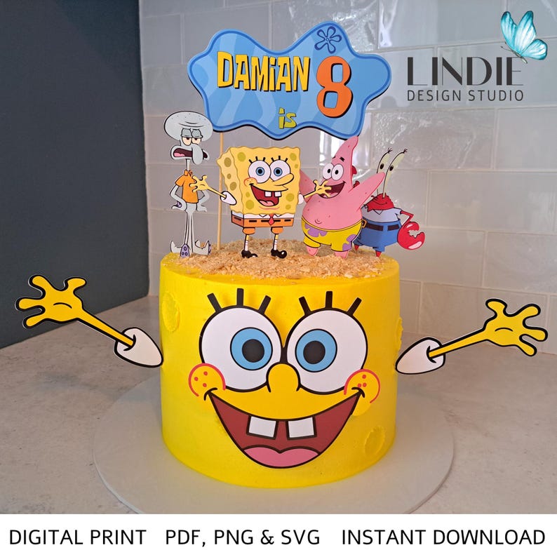 Spongebob Birthday Cake Topper (digital Download) – Patrick, Squidward ...