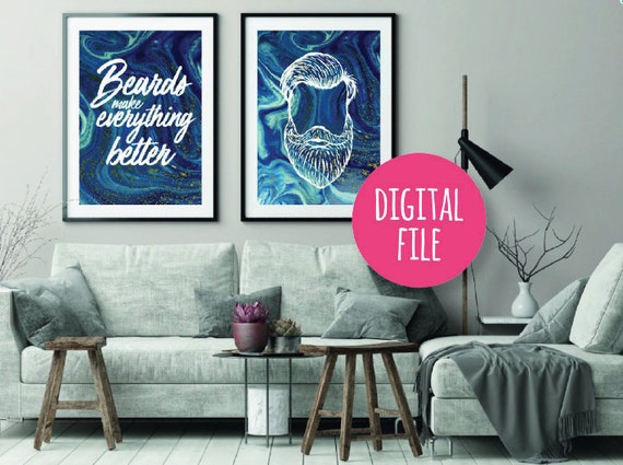 Beard Quote For Quirky Hippy Indie Print Alternative Wall Art For House Decor Men With Beards Trendy Gift