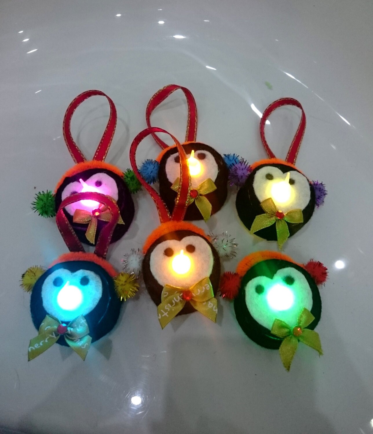Penguin LED Tea Light Decorations Etsy UK