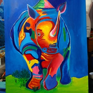 Hand painted Rhino Painting