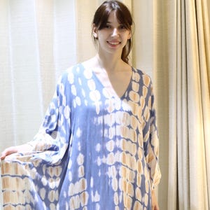 Tie dye Long Women Kaftan Dress Handmade Blue & White Kaftan Boho kaftan, Maxi Caftan, loungewear, coverup, resort wear gift for her PS TD12