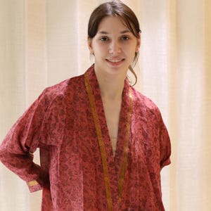 Women&#39;s Pure Silk Peach Jackets Short Vintage-Inspired Silk Jacket Cardigan Cape Cover Up Woman Clothing Coat Front Open Robe PS KMS3581
