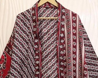 Kimono in pura seta / Spolverino fatto a mano in sari riciclato KMS3733