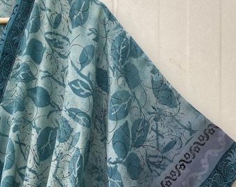 Vintage Silk Kaftan / Long Maxi Dress / Luxury Resort Wear Crepe KFN3288