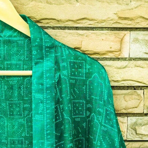Pure Silk Jackets Short Kimono Duster Jacket Kimonos Cardigan Cape Cover Up Woman Clothing Coat Front Open Robe Green KMS2178