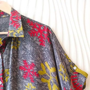 Women & Girls Gray Mustard Floral Belted Shirt Dress Boho Button Down Oversized Midi Tunic Handmade Vintage Ethnic Dress MG1126