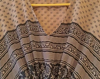 Vintage Silk Sari Short Kaftan Dress / Luxury Resort Wear / Handmade Tunic KFNS1336