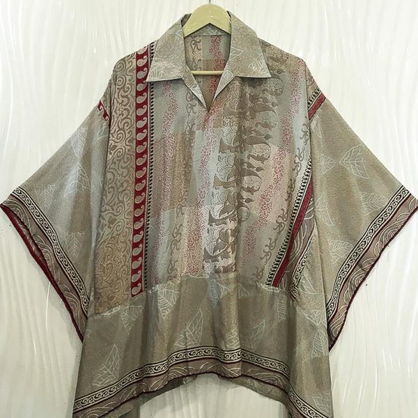 Tunica voor dames / Satijnen zijden kaftan / Resort Wear Beach Cover-Up RT1007