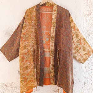 Seide Kimono Jacke / Bolero Jacke / Sommer Kimono Jacke / Oversized Belted Duster BT - KMS4046