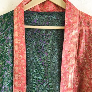 Pure Silk Kimono Duster / Handmade Short Jacket / Resort Wear KMS3953
