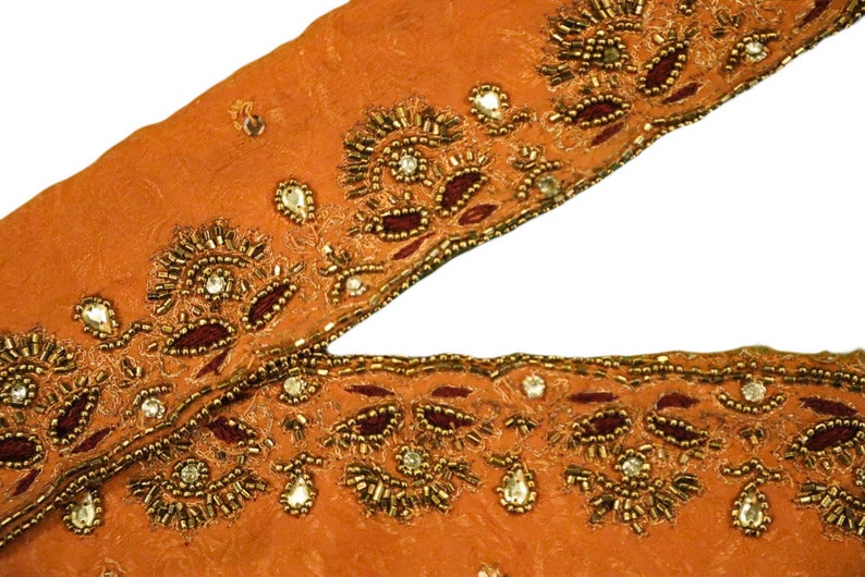 1 Yard Antique Vintage Sari Lace Border Wide Trim Indian Sewing Ribbon ST1779 1 Yard Antique Vintage Sari Lace Border Wide Trim Indian Sewing Ribbon ST1779