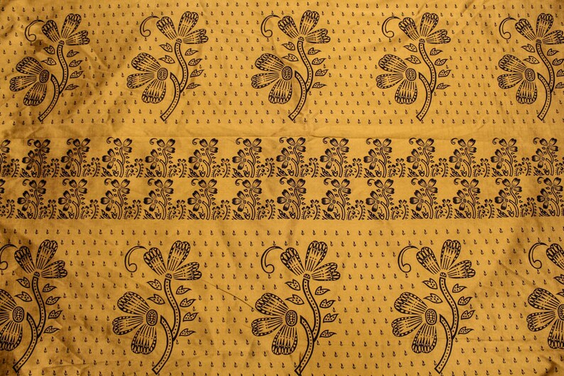 Vintage Indian Saree Cotton Sari India Ethnic Fabric Antique Textile Handloom Dress Wrap Sarong Material Used Recycled Brown Green PCS2092