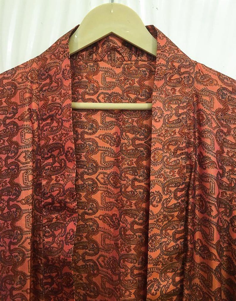 Upcycled Old Robe Handmade Silk Kimono / Upcycled Sari Robe / Luxury Resort Wear KMO5376 ...