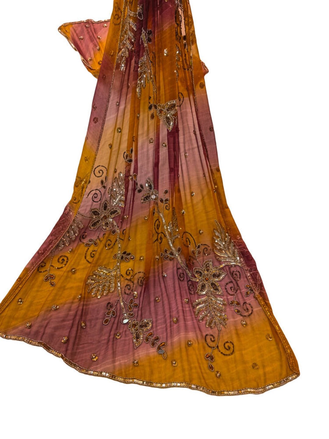 Rosa Chiffon Vintage Chunni Scialle Pareo Dupatta Bollywood Indiano Rosa Chiffon Vintage Chunni Scialle Pareo Dupatta Bollywood Indiano