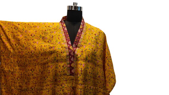 Pure Silk Kaftan Yellow Kaaftan Woman Long Caftan… - image 9
