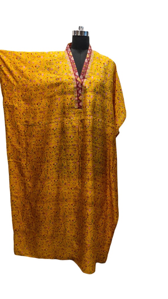 Pure Silk Kaftan Yellow Kaaftan Woman Long Caftan… - image 8