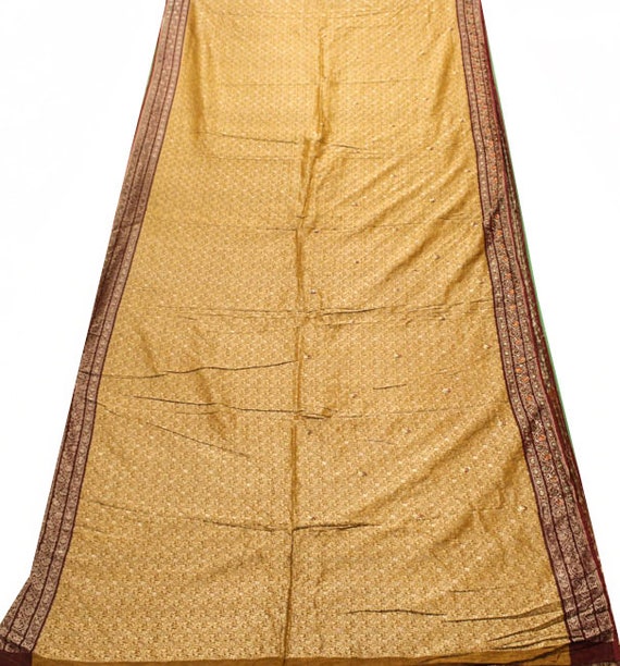 Vintage Indian Art Silk Sari,Embroidered Recycled… - image 2