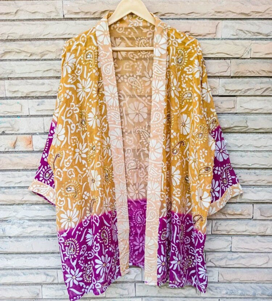 Embroidered Short Duster , Kimono Jacket , Loose Cape , Embroidery ...