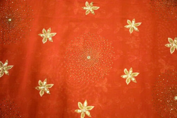 Embroidered Saree Vintage Indian Georgette Sari C… - image 4