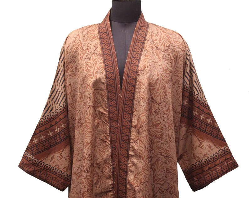 Pure Silk Kimono Saree favorite Fabric Sari Robe Night discount Gown Long Kaftan I