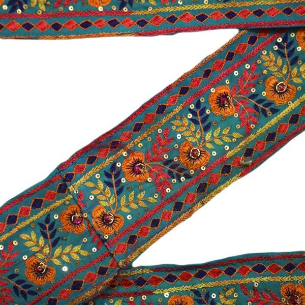 Vintage Sari Border Antique Sewing Hand Beaded Decorative Free Shipping Indian 1 Yard Trim Used Lace Antique Ribbon ST2020