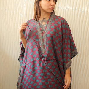 Pure Silk Beautiful Brown Boho Long Kaftan Dress Kaftan Maxi Dress Resort Wear Dress for Women Beach Wear Kaftan Lounge Wear PS KFN2806