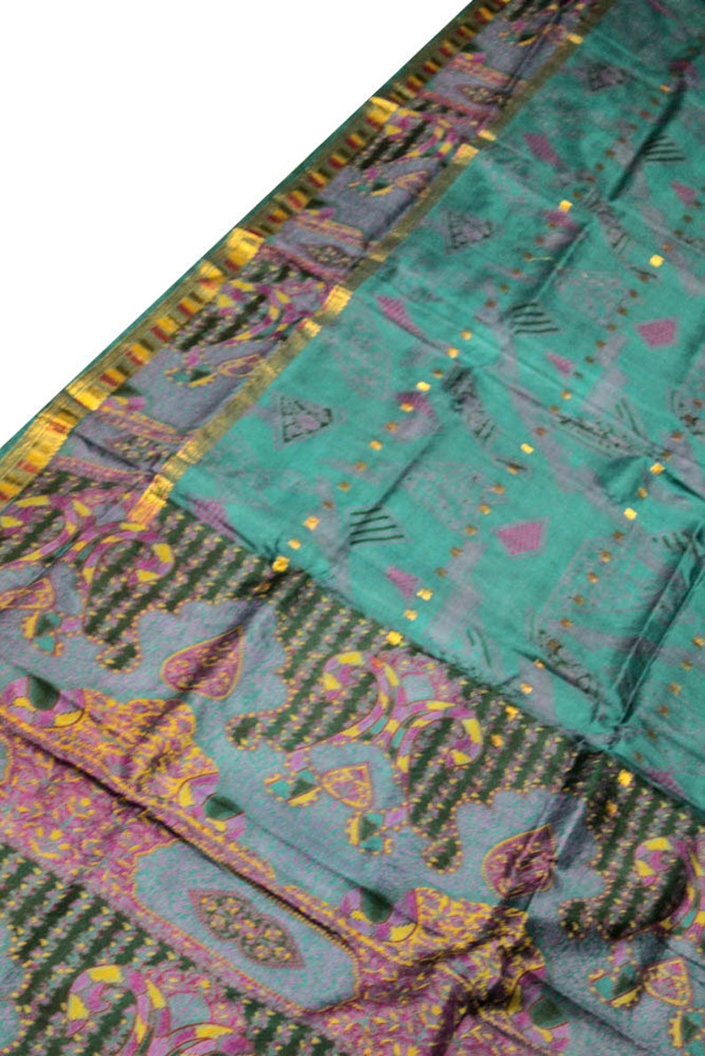 Vintage Indian Pure Silk Saree Printed Recycled Sari Long Curtain Wrap Fabric Material Traditional Ethnic Woman Clothing Dress PSS11112