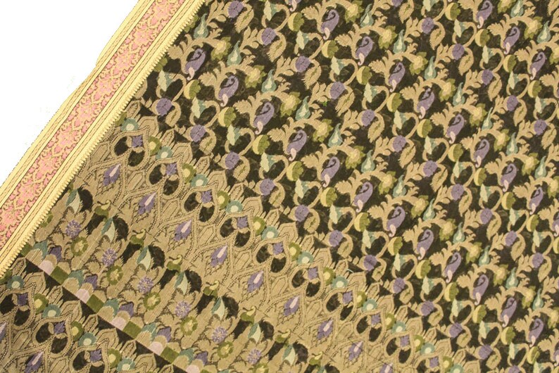 Indian Vintage Pure Cotton Saree Wrap Sarong 100 Fabric Diy Home Decor India Wedding Dress Traditional Ethnic Black Woven Heavy Pcs1518