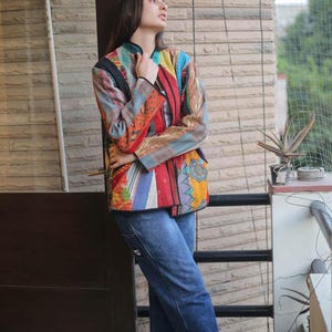 純綿カンタジャケット 素敵な花柄ショートジャケット カーディガン ケープ カバーアップ レディース 衣類 フルスリーブ PS MG1141