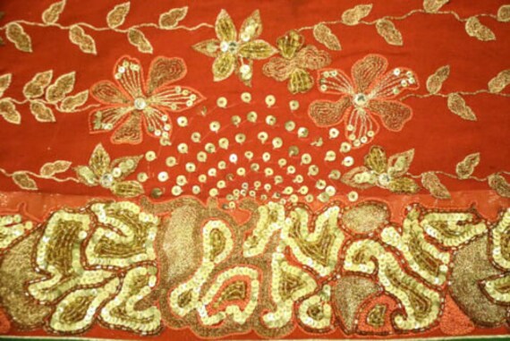 Embroidered Saree Vintage Indian Georgette Sari C… - image 5