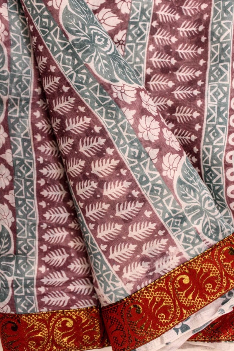 Vintage Saree 100/% Pure Cotton Fabric Saree 5YD White Sari Antique Sarong Wrap Traditional PCS3163