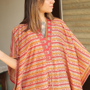 Pure Silk Beautiful Red-Orange Boho Long Kaftan Dress Kaftan Maxi Dress Resort Wear Dress for Women Beach Wear Kaftan Lounge Wear PS KFN2694
