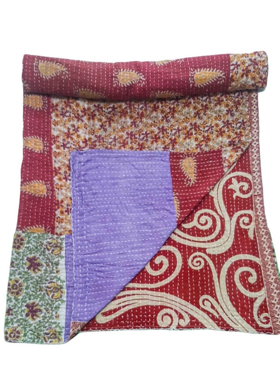 Indian Yoga Mat Cotton Original Hand Block Print Style Yoga Mat Quilted  Bohemian