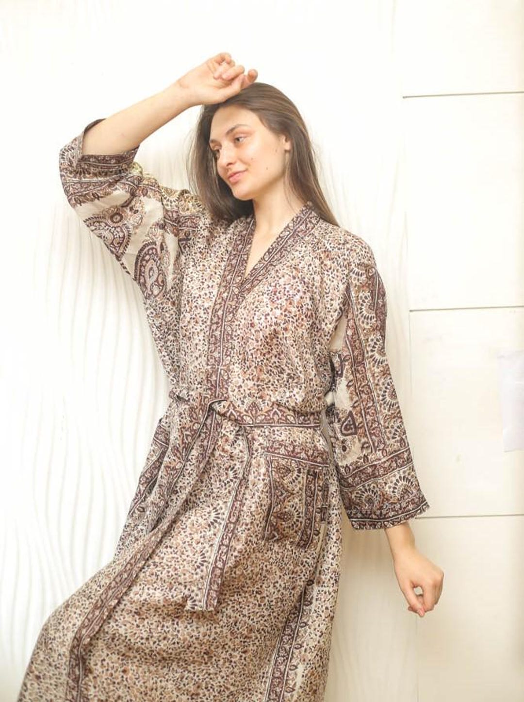 Sari Robe Vintage Silk Kimono / Upcycled Sari Robe / Loungewear Dressing Gown PS ...