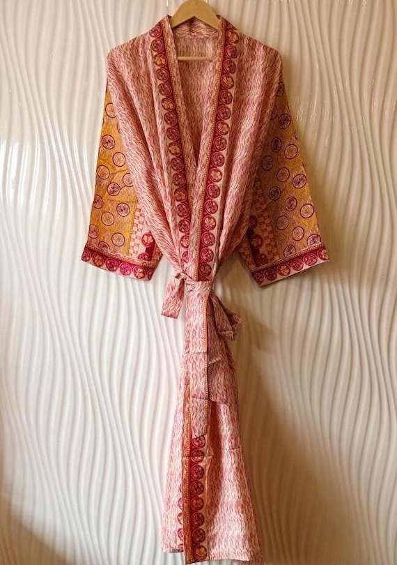 Pure Silk Kimono Long Kimonos Silk Robe Woman Robes Dressing Gown Night Gowns Lounge Housecoat Leisure Wear Beige Silk Robe KMO3558 Etsy Canada