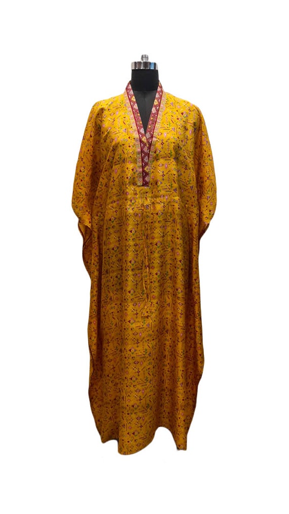 Pure Silk Kaftan Yellow Kaaftan Woman Long Caftan… - image 2