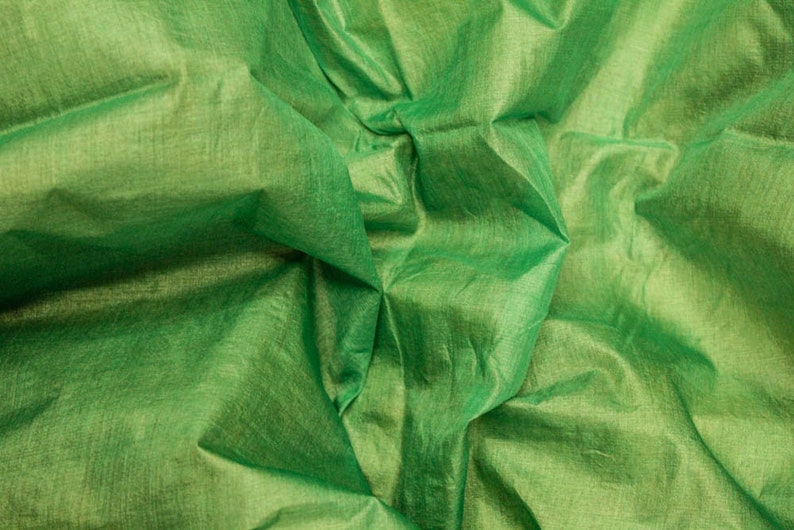 Vintage Pure Tussar Silk Sari Woven Border Handwoven Saree Green and Yellow Handmade Tossor Saree Free Shipping TSS1010
