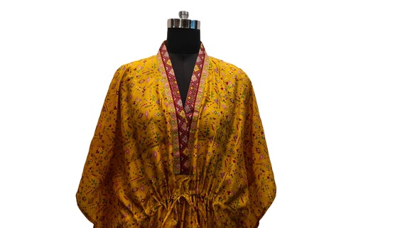 Pure Silk Kaftan Yellow Kaaftan Woman Long Caftan… - image 5