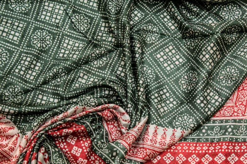 Vintage Indian Pure Silk Saree Wrap Sarong Printed Sari Ethnic Traditional Textile Recycle Fabric Recycle Clothing Dress Material PSS11547