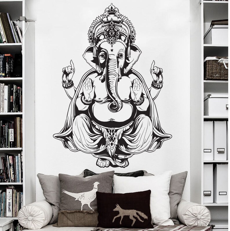 Ganapati, Ganesh Sticker Elephant Decor Ganesha Wall Art Ganesh Statue Elephant Wall Decal Buddhist Art Ganesh Wall Decal