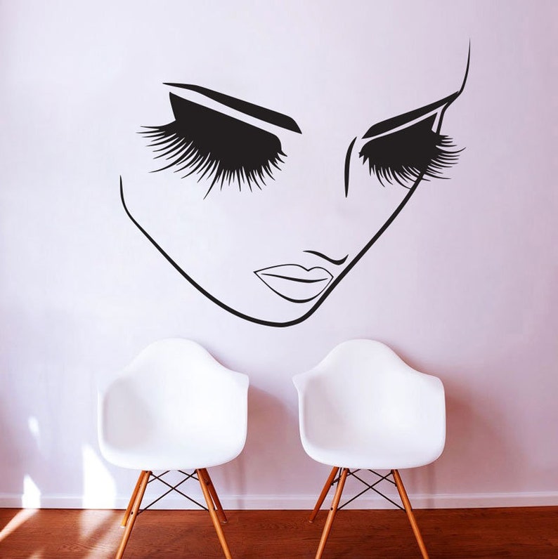 Makeup Decor Wall Art Salon Fashion Hair Stylist Gift Woman Face Decal