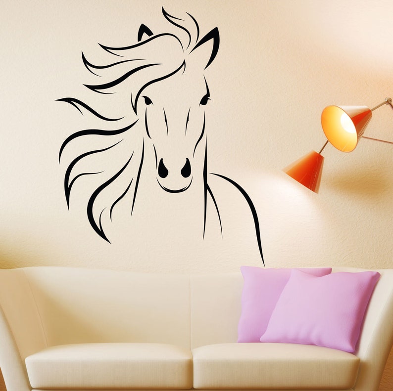 horse decal mustang horse animal vinyl wall decal art sticker | etsy