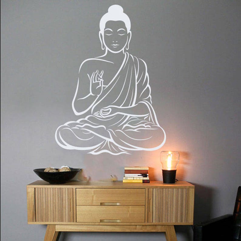 buddha wall decor om wall art decal yoga wall art decal indian | etsy